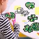 Renbuzhu 40PCS St. Patricks Day Crafts Bulk: Paper Shamrock Suncatchers, Saint Patrick's DIY Kits, Window Stained Glass Effect Art Supplies