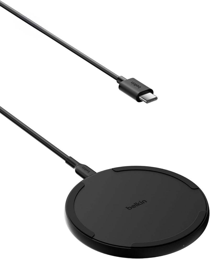 Belkin Wireless Charging Pad 15W - Qi Charger - Wireless Charger iPhone 17, Charging Station for Apple iPhone 16/15/14 Series, AirPods, Samsung Galaxy S25/S24, Pixel 5ft Cable Included, Black, 1-Pack