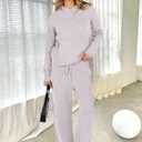 ANRABESS Womens Two Piece Outfits Casual Knit Hooded Sweater Straight Leg Pants Set 2025 Fall Lounge Travel Clothes (XL)