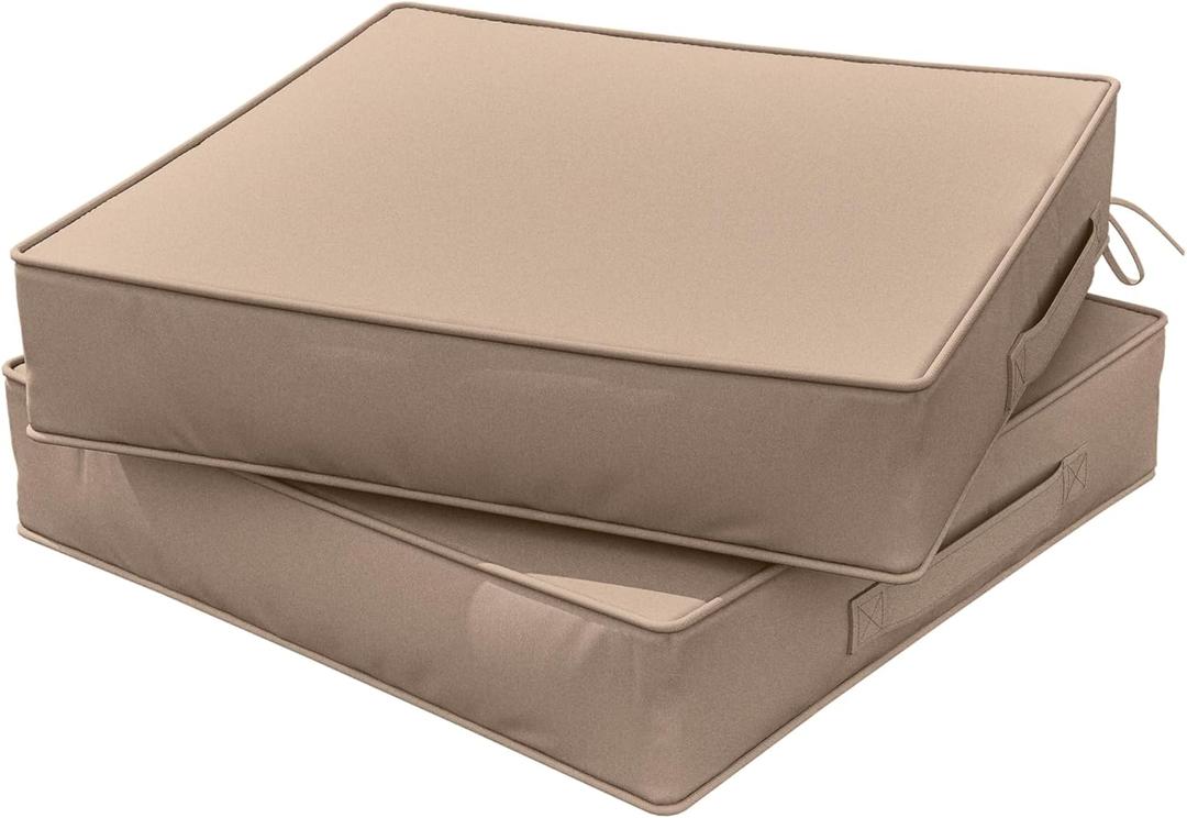Outdoor Chair Cushions 24 X 24 X 5 Inch Patio Furniture Cushions Waterproof & Fade Resistant Outdoor Cushions for Patio Furniture with Handle & Adjustable Straps Set of 2 (Sand)