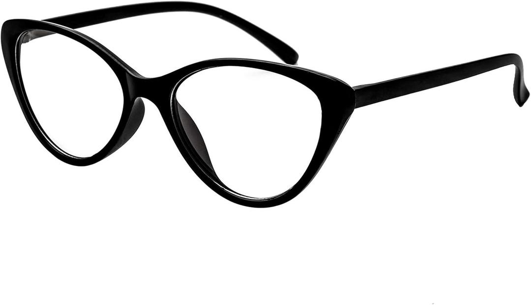 oriopxic Cat Eye Distance Glasses Womens Retro Nearsighted Myopia Glasses (Black)