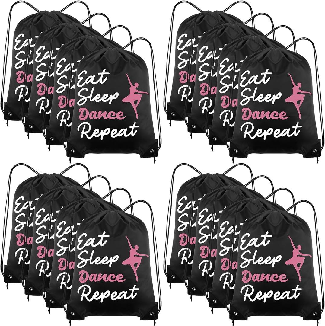 Windyun 16 Pcs Ball Drawstring Backpack Bulk Lightweight Draw String Bags Cinch Bags Drawstring Cinch Sack Tote(Dance)
