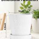 EFISPSS Flower Planter –5 inch Ceramic Plant Pots with Drainage Holes and Ceramic Tray - Gardening Home Desktop Office Windowsill Decoration Gift Set of 4 - Plants NOT Included (White)
