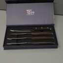 Steak Knives Set of 4, 4.8 Inch Quality Japanese Style Smooth Edge Meat Knife with Wood Handle, Damascus Pattern Full Tang Design, Ultra Sharp Dinner Knives with Exquisite Box, Kitchen Gifts