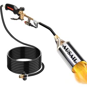 Propane Torch Weed Burner,Blow Torch,Heavy Duty,High Output 2,400,000 BTU,Flamethrower with Turbo Trigger Push Button Igniter and 10 FT Hose for Roof Asphalt,Ice Snow,Road Marking,Charcoal
