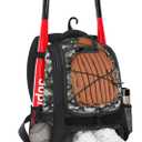 Goloni | Baseball Backpack,Baseball Bag for Adult,Softball Bat Bag with Shoes Compartment,Large Main Compartment for Helmet & accessories, Fence Hook (Green camo)