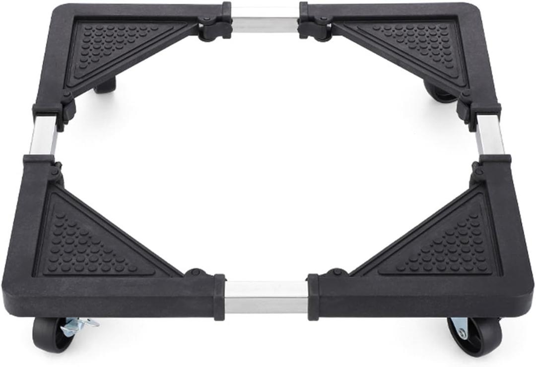 Mini Fridge Stand with 4 Locking Wheels 16.9"-25.6" Adjustable Dolly Base for Furniture Portable Refrigerator Stand Black