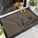 LUMI Outside Welcome Door Mat 32x47, Non Slip Durable Rubber Entrance Doormat, Low Profile Easy Clean Mats for Front Back Door Entryway Porch Garage, Hello