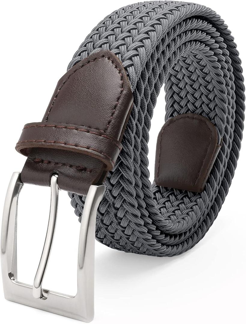 FAIRWIN Men's Golf Belt, Stretch Braided Elastic Woven Casual Jeans Belts 1 3/8" Nylon Web Work Belts for Men