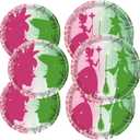 50Pcs Witch Party Supplies Pink and Green Birthday Decorations 9" Witch and Princess Happy Birthday Dinner Plates 7" Witch Dessert Plates for Women Baby Shower Witch Party Decorations