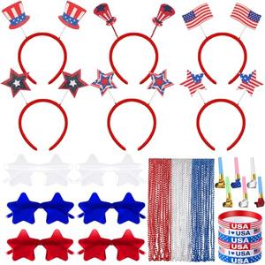 Suncalla 12 Pcs 4th of July Accessories American Accessories, Red White Blue Decorations Headbands Flag Necklaces Sunglasses Bracelet Funny for Independence Day Party Favor Memorial Day Party Supplies Suncalla 12 Pcs 4th of July Accessories American Accessories, Red White Blue Decorations Headbands Flag Necklaces Sunglasses Bracelet Funny for Independence Day Party Favor Memorial Day Party Supplies