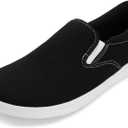 WHITIN Wide Toe Box Shoes for Men Minimalist Fashion Casual Slip on Barefoot Sneakers Minimus Size 12 12W Zero Drop Width Fitness Black White 46