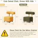 Kids Rolling Stool with Backrest, Small Chair for Toddler Desk, 14.2 x 13.8 x 18.1 inches