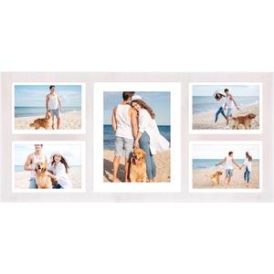 YESKAY Collage Picture Frame for 8x10 and 4 5x7 Pictures Display,5 Opening Family Photo Frames with Tempered Glass Wall Decor(Rustic White_1 Pack)