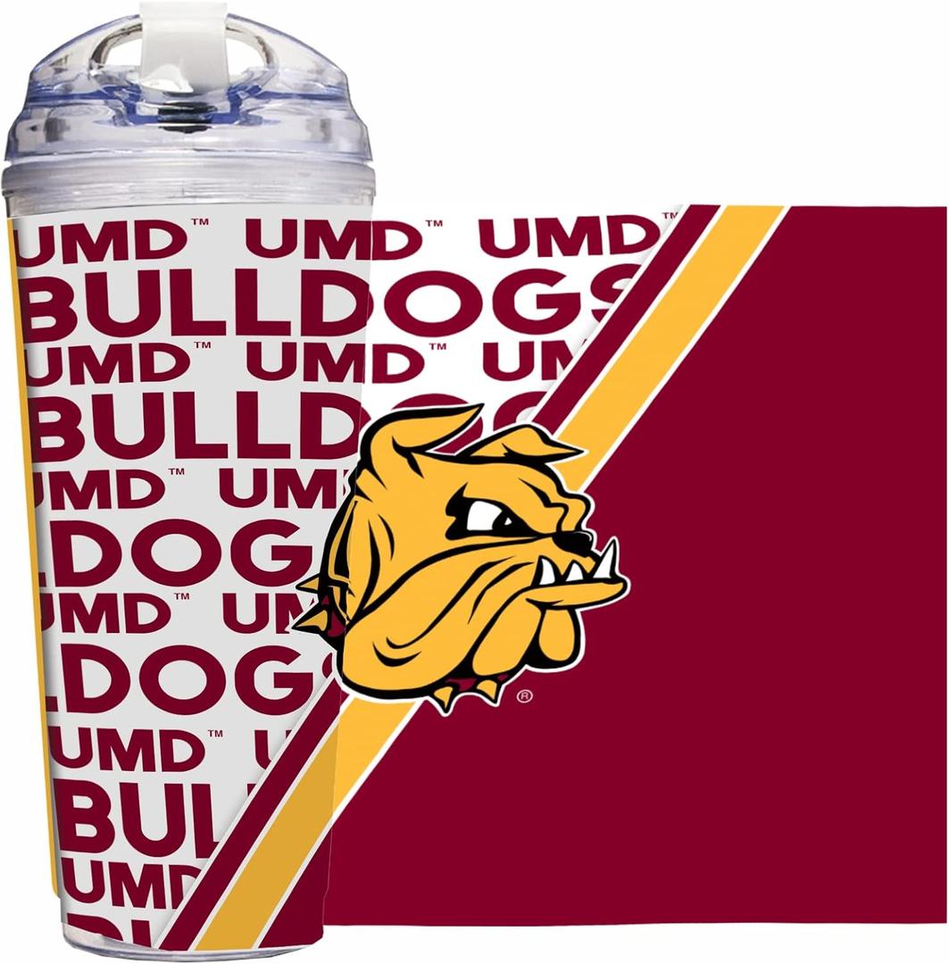 Rico Industries NCAA Standard 24oz Acrylic Tumbler with Hinged Lid, Officially Licensed Double Wall Tumbler with Straw