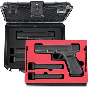 Lockable Handgun Case for Glock, TSA Gun Case for G17/G19/G20/G21/G22/G23/G31/G32/G37/G38/G43/G45, Waterproof Gun Case with Foam, Pistol Case for Transport & Storage