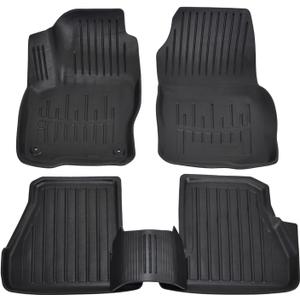 3D Floor Mats for 2012-2018 Ford Focus 3 Heavy Dut, Custom Fit, All Weather Liner Front & 2nd Row Full Set Rubber, Black