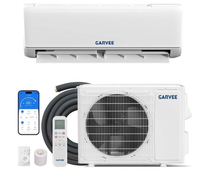 Garvee Mini Split AC & Heat Pump 9000 BTU 18.5 SEER2 WiFi Smart Control 230V Ultra-Quiet 4D Airflow Cooling Heating for Home Office