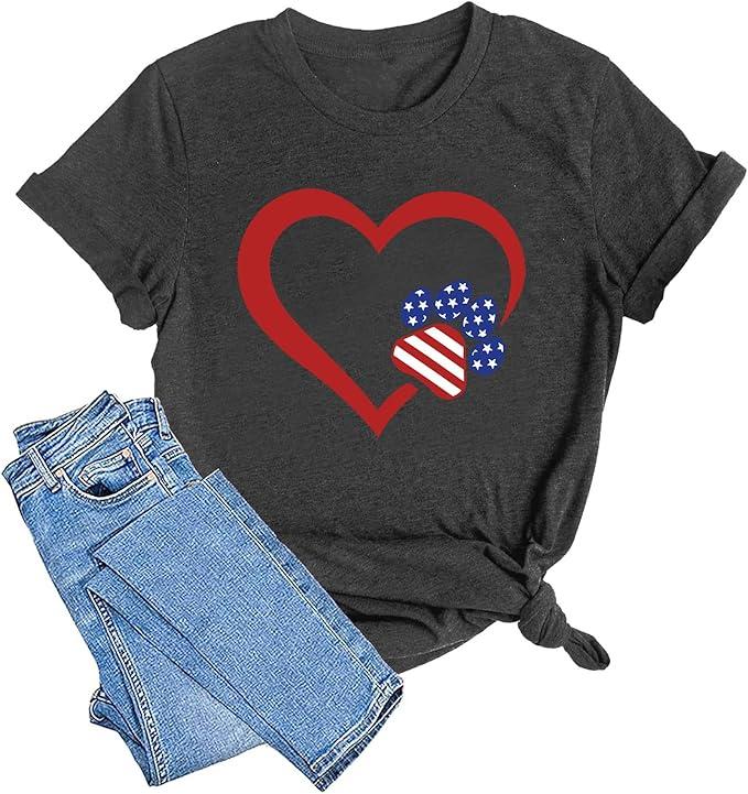 LAZYCHILD Dog Lover Shirts for Women Cat Dog Paw Graphic Tee Dog Mom Gifts Girls Heart Tops, Small, Flaggrey Grey LAZYCHILD Dog Lover Shirts for Women Cat Dog Paw Graphic Tee Dog Mom Gifts Girls Heart Tops, Small, Flaggrey Grey
