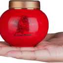 Ceramic Small Urn for Human Ashes Keepsake Mini Decorative Urn with Metal Threaded Lid Secure Seal for Adult or Pet Ashes - Red (2.95in)