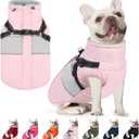 AOFITEE Dog Coat, Warm Dog Jackets for Small Dogs, Dogs Winter Coat with Harness Built in, Reflective Pet Winter Jacket, Waterproof Windproof Puppy Puffer Jacket Fleece Vest, Pink XS