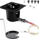 Upgraded Fire Burn Pot and Hot Rod Ignitor Kit Replacement Parts for Traeger, Pit Boss & Camp Chef Pellet Grill Smoker, Durable Fire Burner Pot with Ash Remover, Screws & Fuse, Enamel Fire Pot