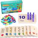 Wooden Counting Numbers Peg Board for Kids, Montessori Math Toy for Toddlers, Math Manipulatives Preschool Early Learning Educational Materials for Kids 3 4 5 6 7