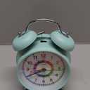 Peakeep Loud Analog Alarm Clock for Kids Learning Telling Time Teaching, 4.5" Twin Bell Alarm Clock Battery Operated for Heavy Sleepers Teenagers Kids(Aqua)