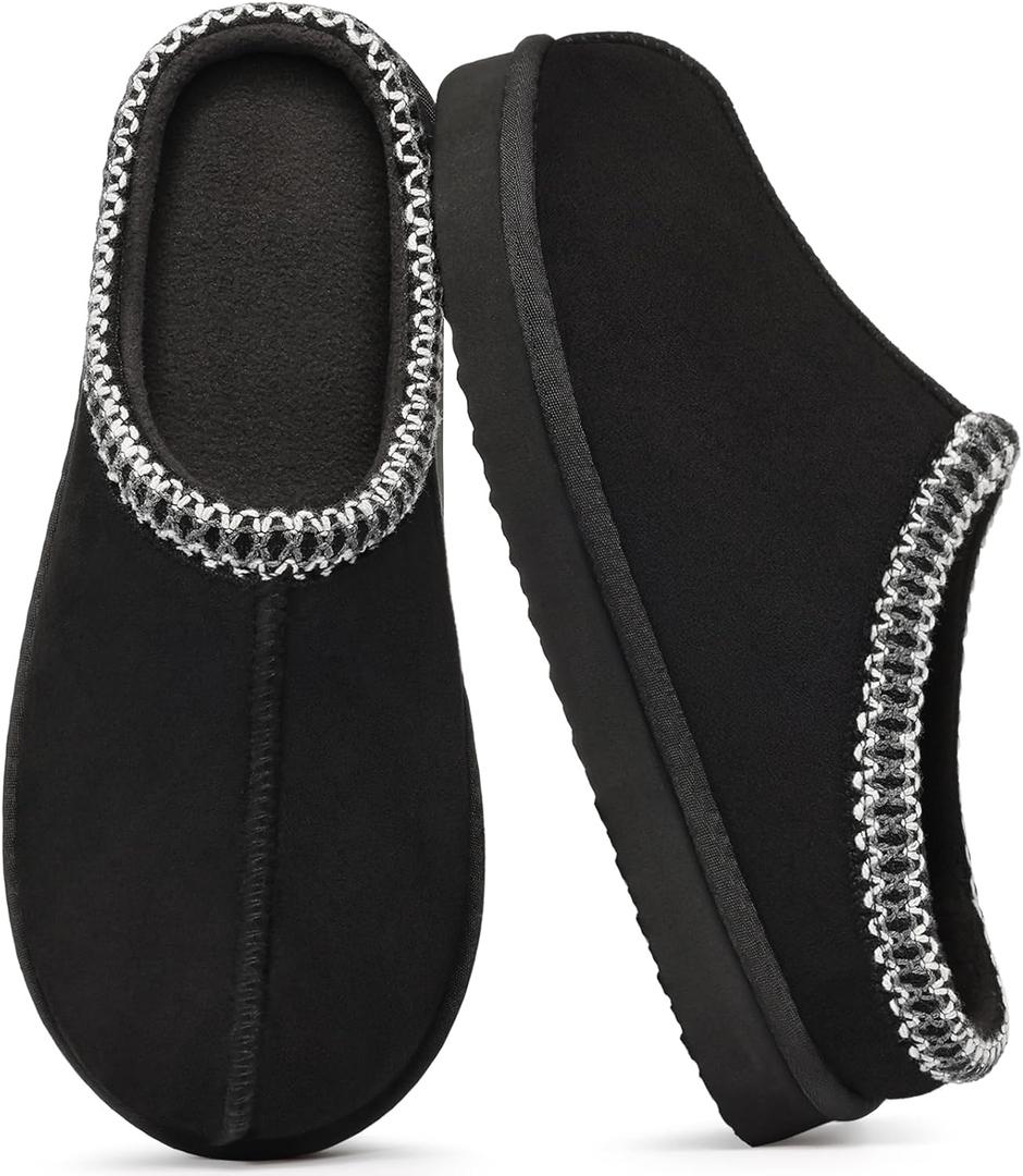 Litfun Memory Foam Slippers for Women Men Cozy Warm House Shoes Indoor and Outdoor, Gemstone Black, 9.5
