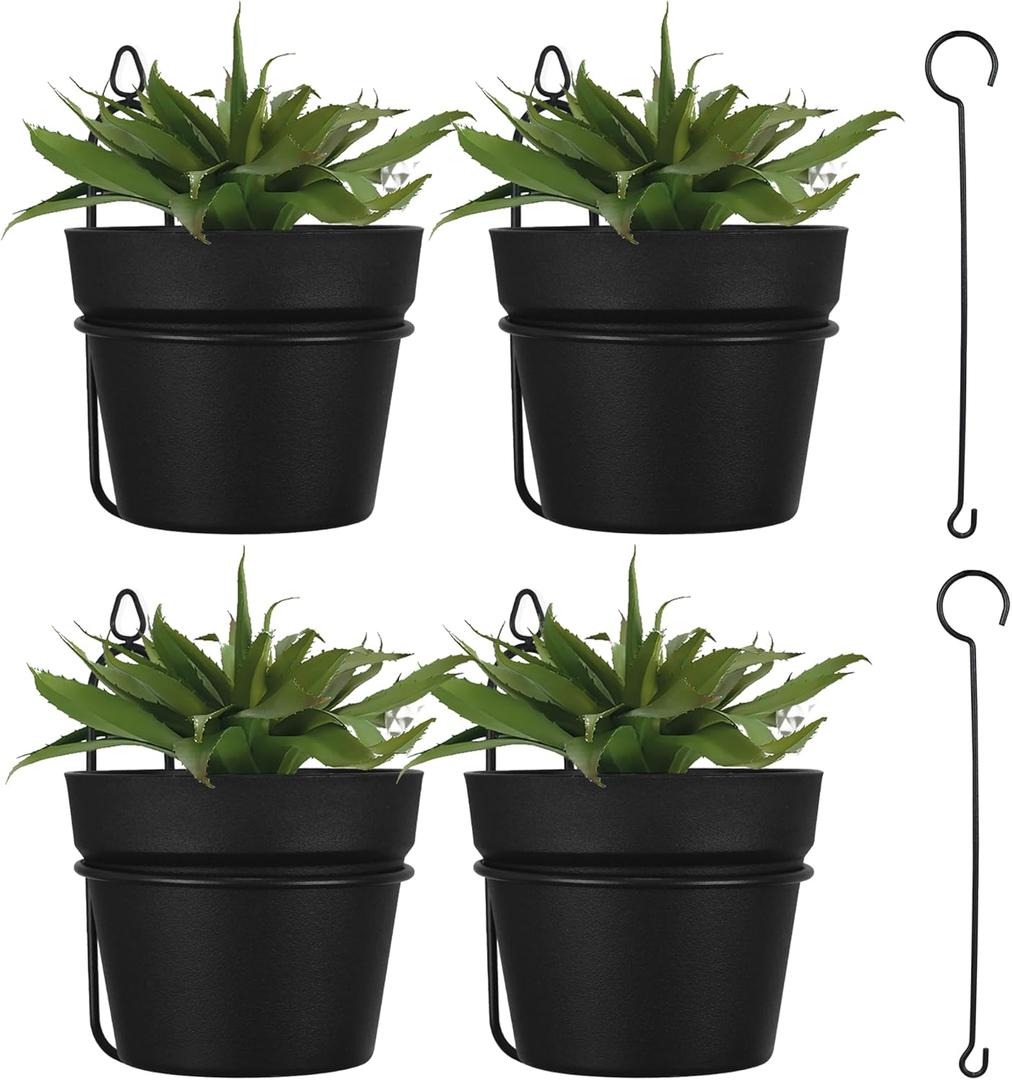 Gardzen Hanging Planters, Hanging Pots Holder for Plants Outdoor & Indoor, Plant Hangers for Plant Flower, L (Black)
