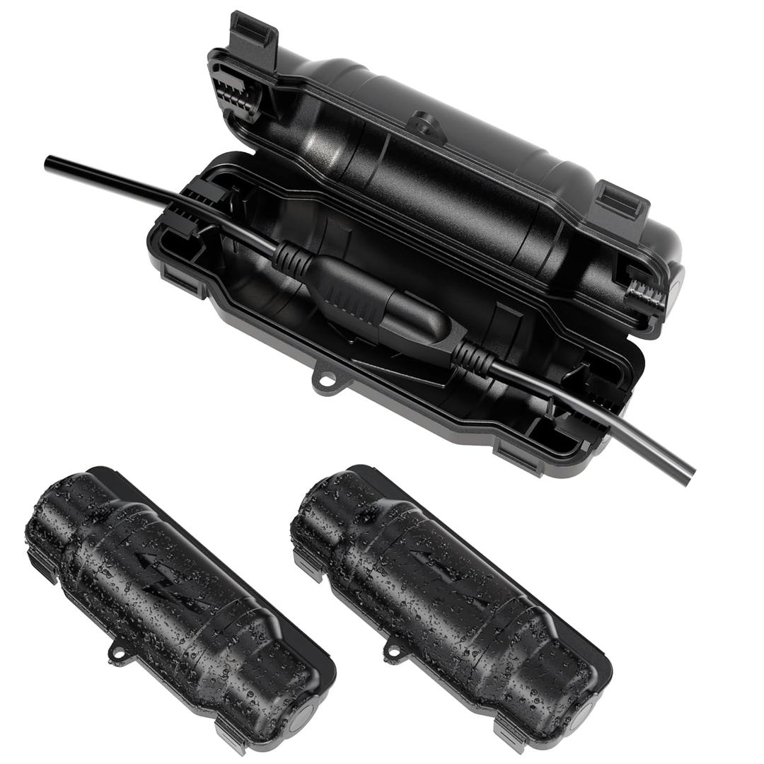 3 Pack Outdoor Extension Cord Safety Cover with Waterproof Seal IP54 Water-Resistant, Weatherproof Electrical Connection Box with 2 Latches, Plug, Socket, Holiday Decoration Light, Black