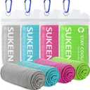 Sukeen 4pack Cooling Towel (40"x12"), Ice Towel,Soft Breathable Chilly Towel,Microfiber Towel for Yoga,Sport,Running,Gym,Workout,Camping,Fitness,Workout & More Activities (Grey/Green/Pink/Lake Blue)