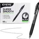 EYEYE G-103 Retractable Gel Pens Black 50 Pack, 0.5mm Extra Fine Point Ink Pen Quick Dry, Ballpoint Pen Fine Point Smooth Writing Pens for for Office School Supplies