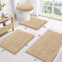 Smiry Chenille Bathroom Rugs Sets 3 Piece (30x20+24x16+24x20, Beige)