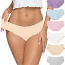Altheanray Womens Underwear Cotton Underwear for Women Seamless Hipster Bikini Briefs Panties 6 Pack (Medium, Lightcolor)