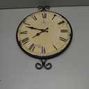 Farmhouse Wall Clock, Wrought Iron Frame with Retro Gold Finish, 17H13.4D Inch, Vintage Wall Clock Silent Battery Operated Wall Clocks for Living Room, Kitchen, Bedroom