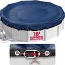 18 ft Round Pool Cover for Above Ground Pools, Above Ground Pool Cover, Swimming Pool Cover, Winter Pool Cover, Keeps Out Debris, Cold and UV Resistant, Supreme Mesh, Navy Blue
