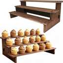 Wooden Display Stand - Rustic Cupcake Stands, Tiered Cupcake Stand, 3 Tier Wood Risers Display Stands for Cup Cake, Dessert, Spice Rack, Vendor, 2 Pack