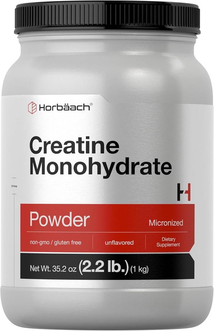 Horbach Creatine Monohydrate Powder | 2.2lbs (35.2 oz) | Micronized and Unflavored | Vegetarian, Non-GMO, and Gluten Free Supplement