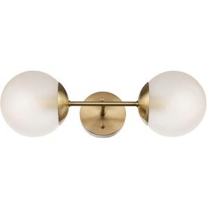 GLOBE Electric Celestia 2-Light Wall Sconce, Matte Brass, Frosted Glass Shades