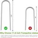 Heavy Duty Trampoline Stakes Anchors High Wind U Type Sharped Ends Safety Ground Anchors Galvanized Steel 11.8 inch for Soccer Goals,Tents and Garden Decorations (Silver)