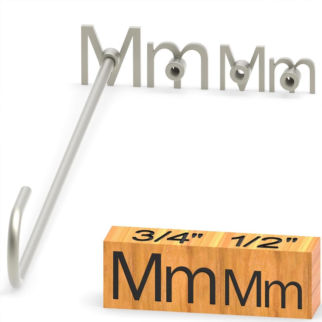 PKPKAUT 4Pcs Mini 1/2" & 3/4" Branding Irons, Alphabet Custom Wood Branding Iron Personalized for Wood Working, Leather Hats, Felt, Cowhide, BBQ & Bread Logo, Steak Branding Iron for Food (M m)