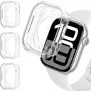 3 Pack Soft TPU Case for Apple Watch Case 41mm 45mm 46mm 42mm 40mm 44mm Series 10 9 8 7 6 5 4 SE/2 Generation Women Men,Ultra Thin Protective Bumper Face Cover for iWatch Cover Accessories