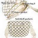 Black and White Checkered Crossbody Bag Bum Bag for Women,Spacious Checkered Purse Fanny Packs Belt Bag