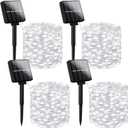 Brightever Solar Powered String Lights Outdoor Waterproof, 4-Pack Total 160FT 400 LED Solar Twinkle Lights with 8 Lighting Modes, Solar Fairy Lights for Fence, Balcony (Daylight White)