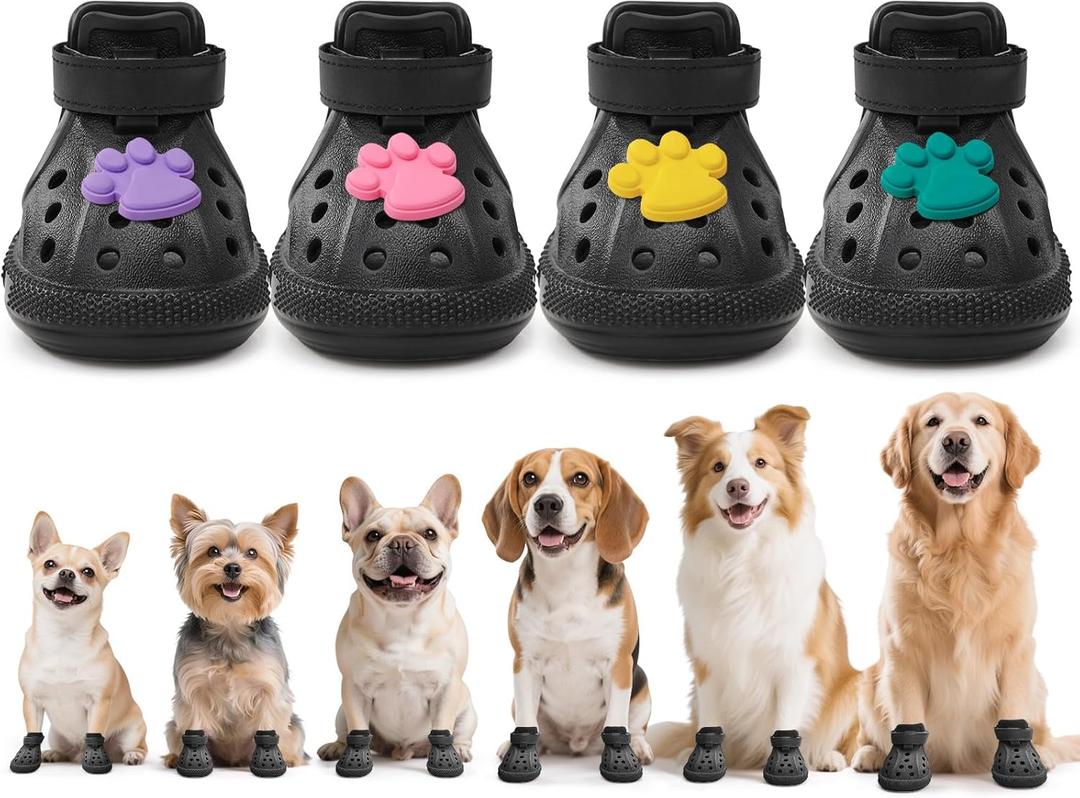 Dog Shoes for Hot Pavement - Dog Shoe for Small Size Dogs,Dog Boots & Paw Protectors,Easy ON & Off, Non-Slip,Outdoor Dog Booties with Reflective Strap for Beach and Snow(Black,Size6)