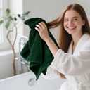 Jacquotha 2-Pack Hand Towels (Forest Green) Ribbed Kitchen & Bathroom Premium Cotton Towels 13 x 29, Soft and Quick Drying 480 GSM
