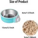 Rabbit Bowls Set, Big Pet Bunny Food Bowls Small Animals Cage Bowl and Stainless Steel Hanging Water Food Feeder Bowls for Big Bunny Food Dish (2 PCS)