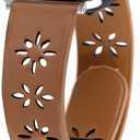 Leather Bands Compatible with Apple Watch, Magnetic Buckle Lace Beaded Handmade Strap for Women iWatch Ultra SE Series 10 9 8 7 6 5 4 3 2 1 (Light Brown), Size: 38/40/41mm