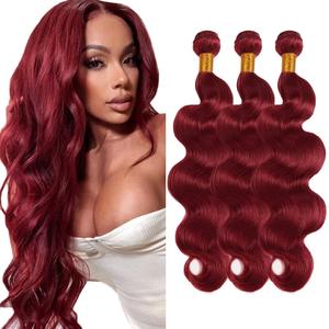 28 30 32 inch 99j Bundles Human Hair 99j Body Wave Bundle Mixed Length 3 Bundles Red Color